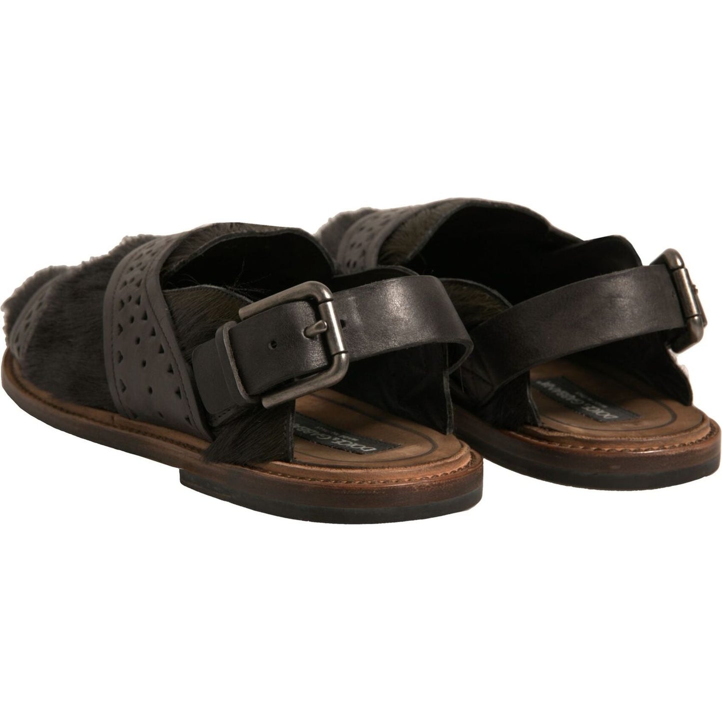 Dolce & Gabbana Green Gazelle Hair Leather Flats Sandals Shoes MV6960-43