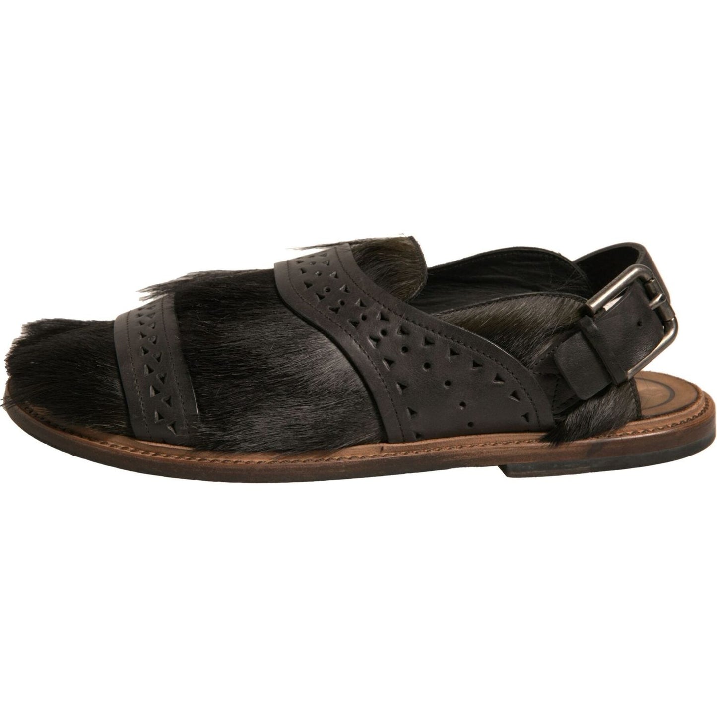 Dolce & Gabbana Green Gazelle Hair Leather Flats Sandals Shoes MV6960-43
