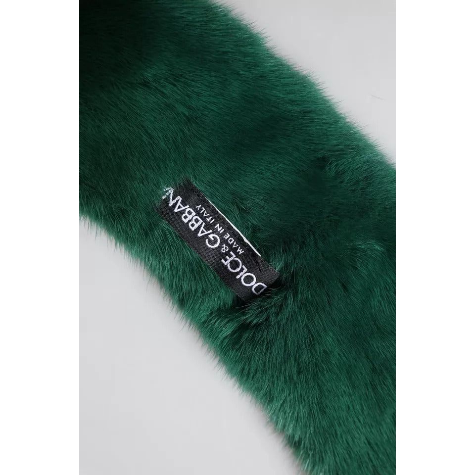 Dolce & Gabbana Green Mink Fur Collar Women Neck Wrap Scarf MS7109