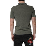 Dolce & Gabbana Army Green Logo Plaque Cotton Polo Shirt T-shirt TSH90002-44