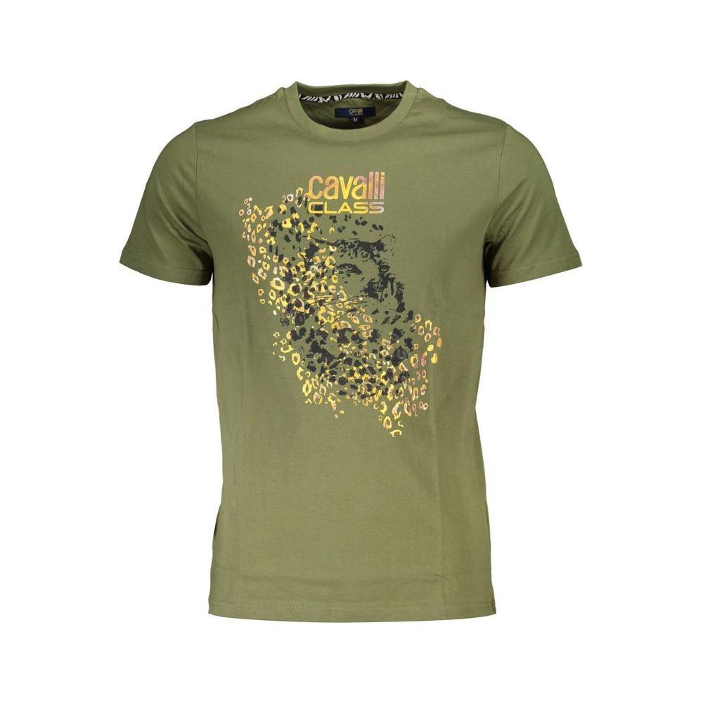 Cavalli Class Green Cotton Men T-Shirt CA-37084-XL