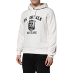 Dolce & Gabbana White Cotton DG ROYAL Print Hooded Sweater TSH90501-44