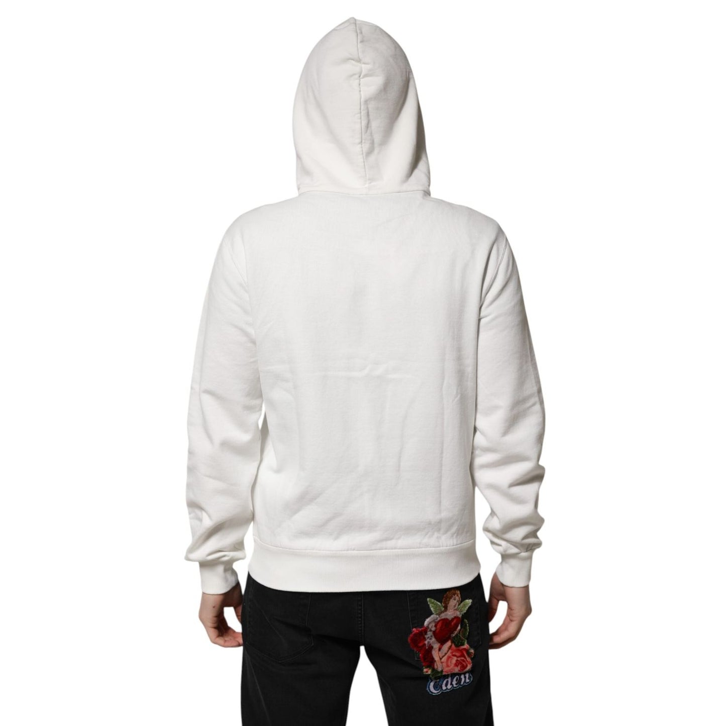 Dolce & Gabbana White Cotton DG ROYAL Print Hooded Sweater TSH90501-44