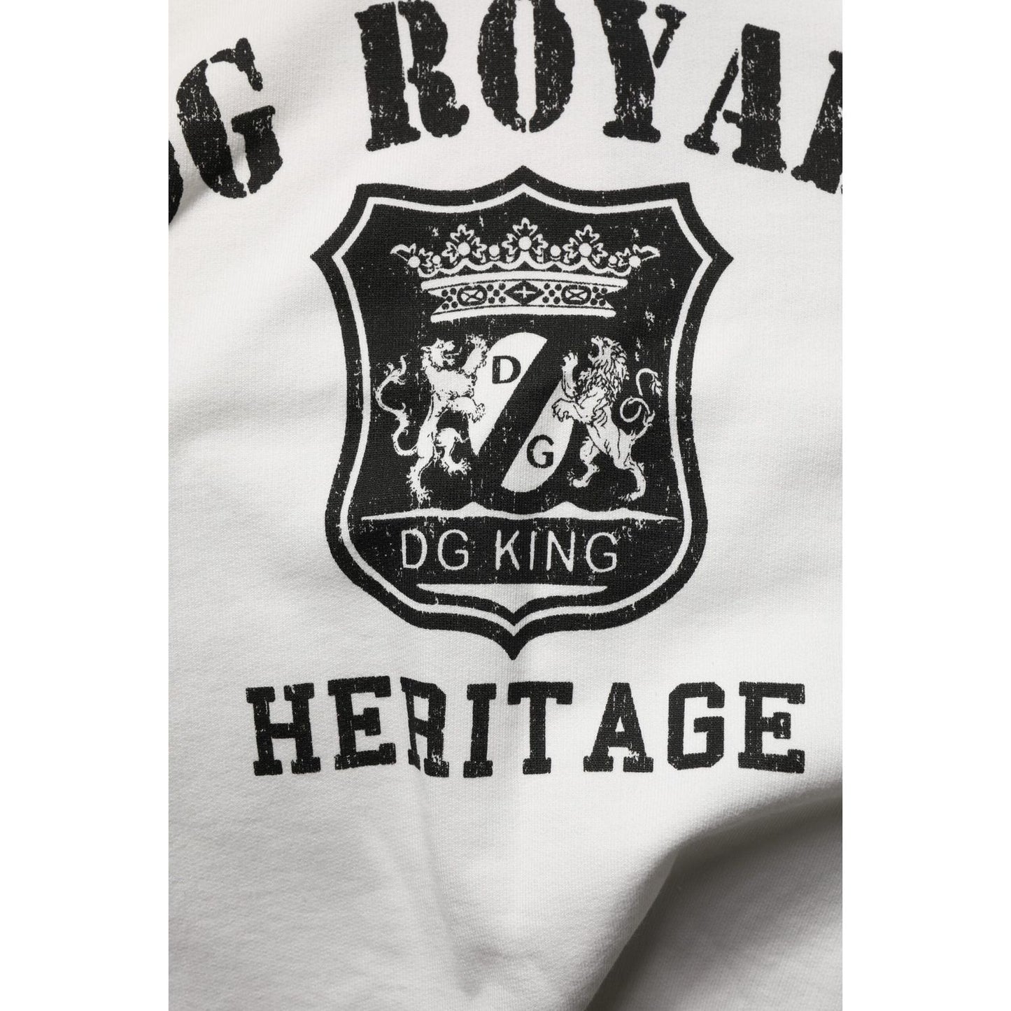 Dolce & Gabbana White Cotton DG ROYAL Print Hooded Sweater TSH90501-44