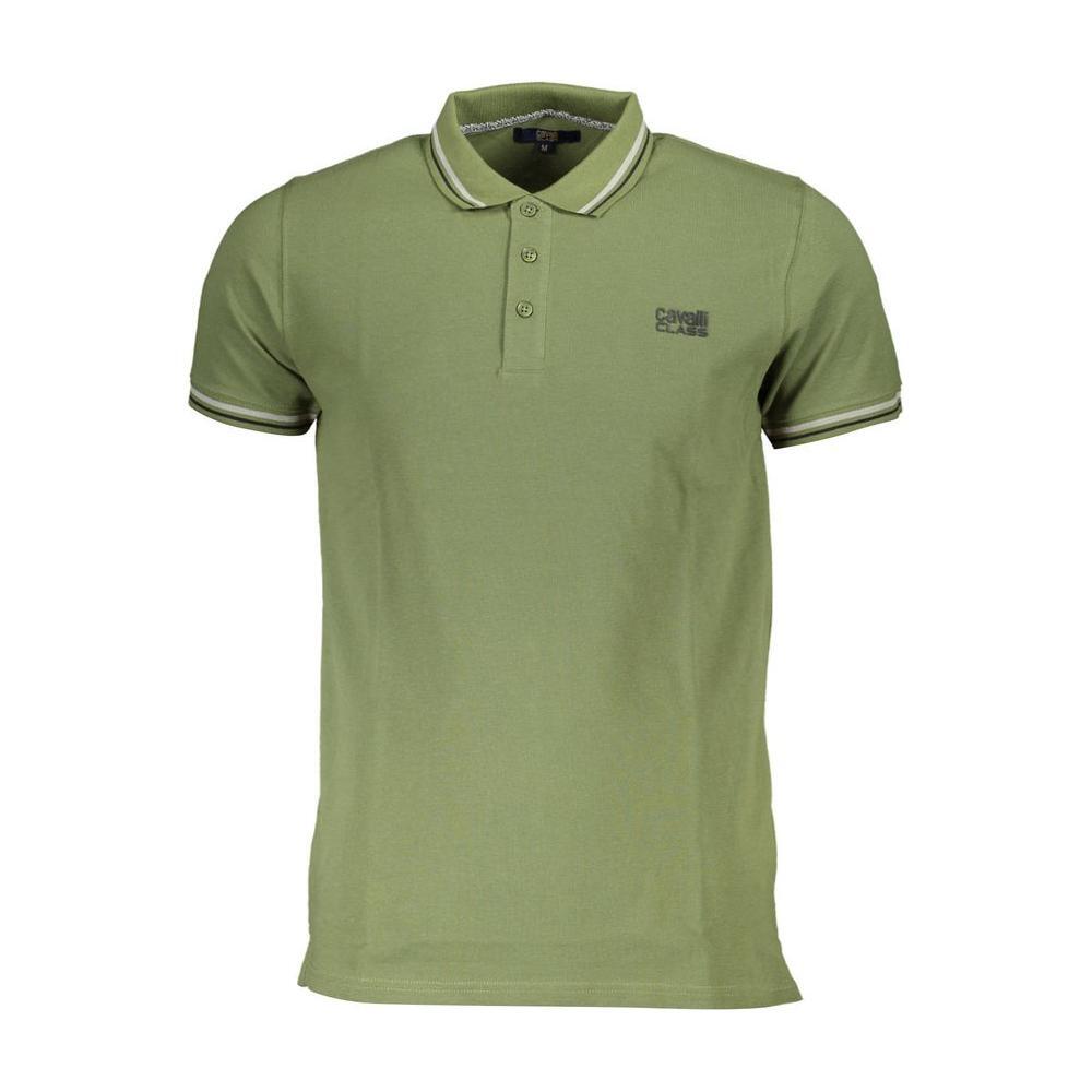 Cavalli Class Green Cotton Men Polo Shirt CA-37604-M