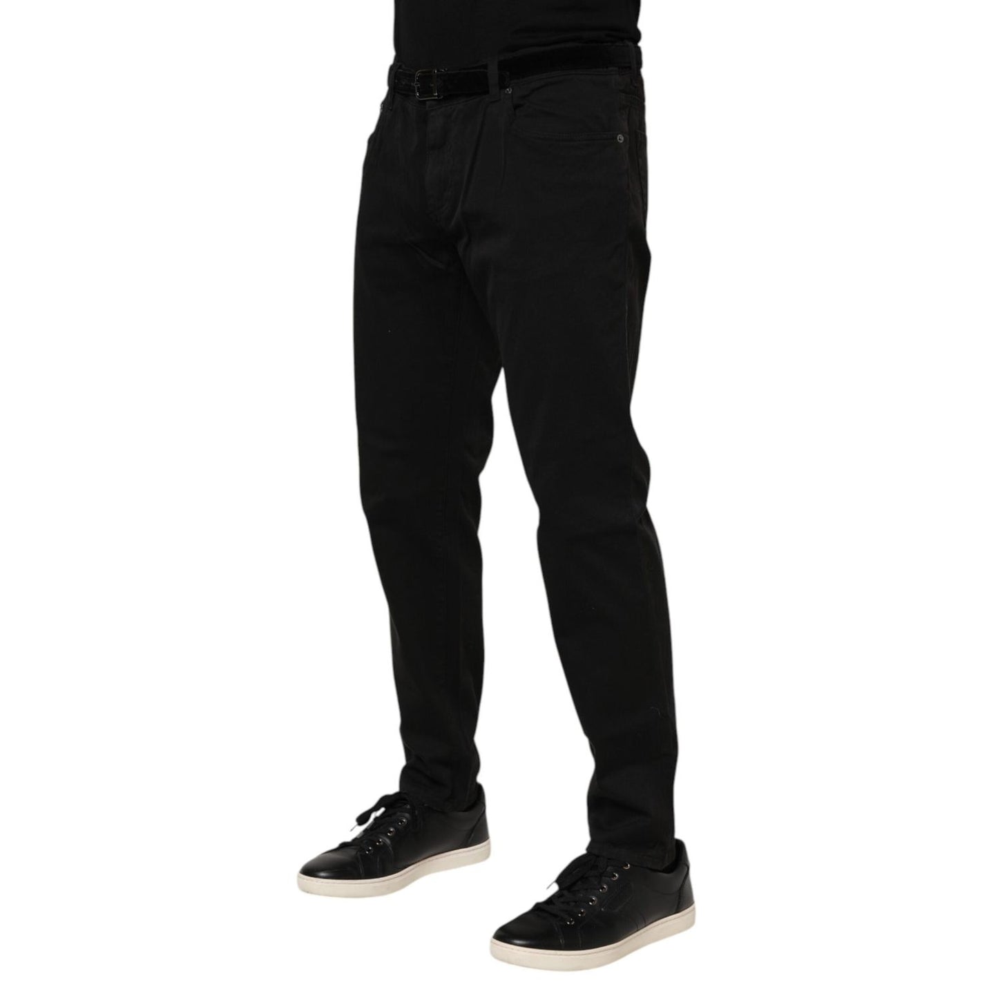 Dolce & Gabbana Black Cotton GOLD Skinny Denim Jeans PAN76345-54