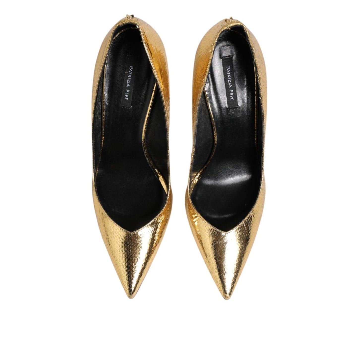 Patrizia Pepe Gold Patent Leather High Heels Pump Shoes
