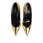 Patrizia Pepe Gold Patent Leather High Heels Pump Shoes
