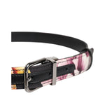 Dolce & Gabbana Black Floral Brocade Silver Metal Buckle Belt