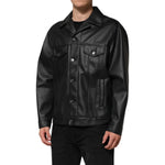 Dolce & Gabbana Black Polyester Button Down Biker Jacket JKT41517-50