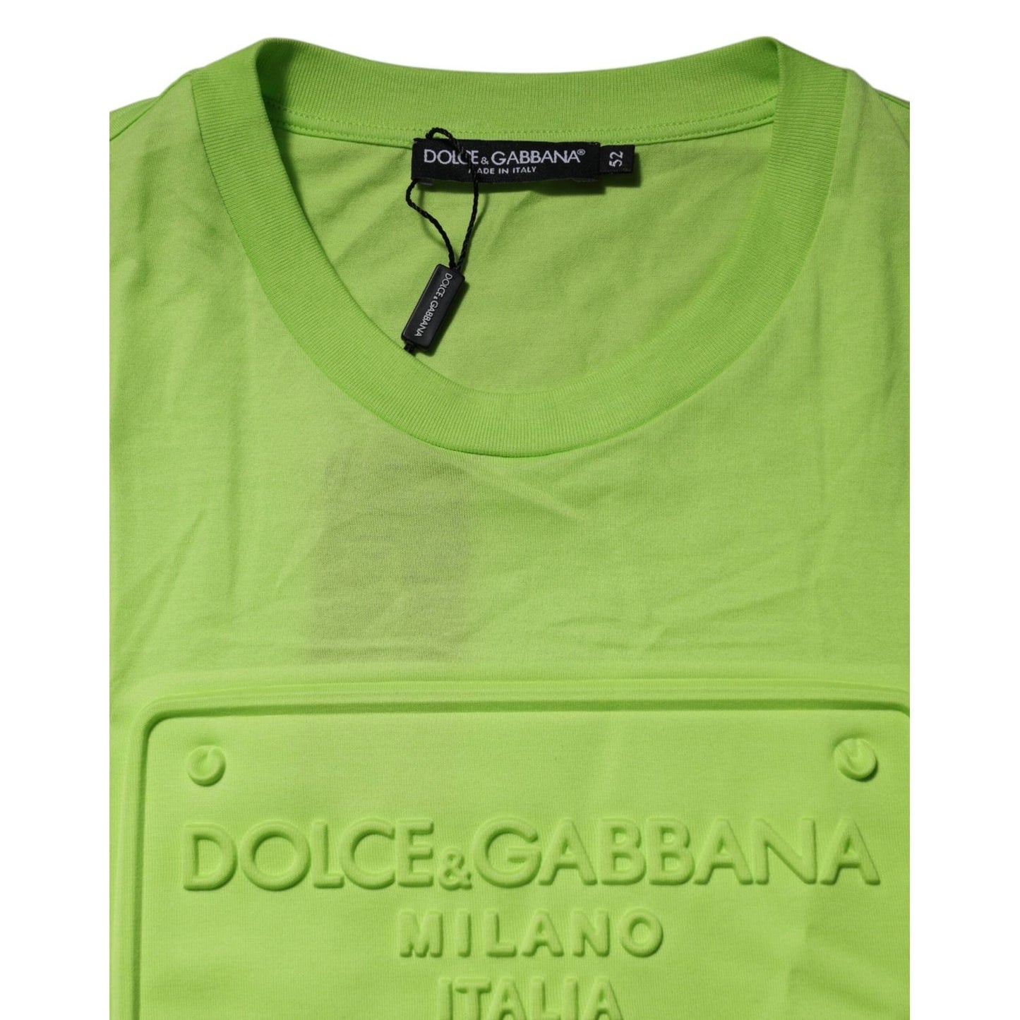 Dolce & Gabbana Green Embossed Logo Cotton Crew Neck T-shirt TSH91047-54
