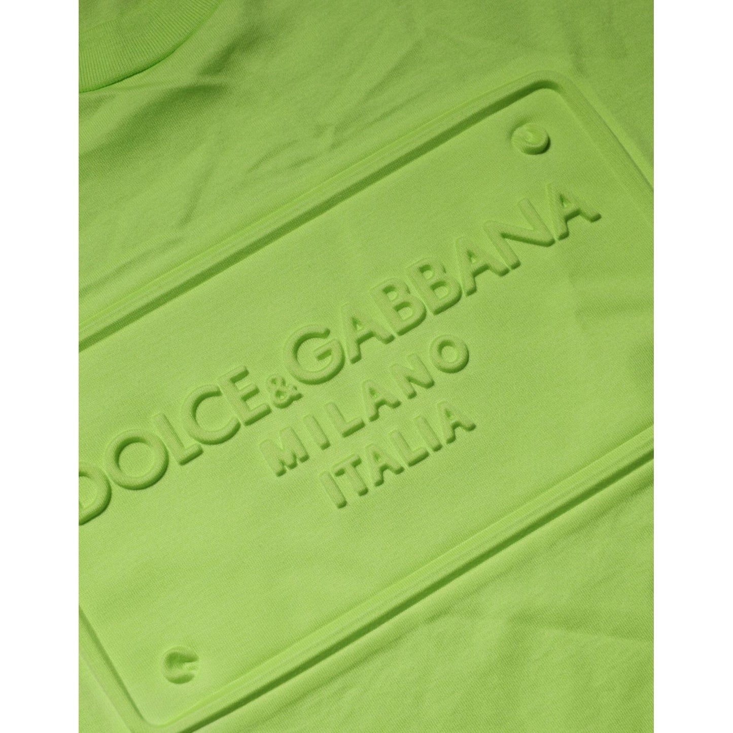 Dolce & Gabbana Green Embossed Logo Cotton Crew Neck T-shirt TSH91047-54