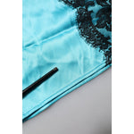 Dolce & Gabbana Blue Silk Garterized Straight Women Pajama Pants PAN76694-2