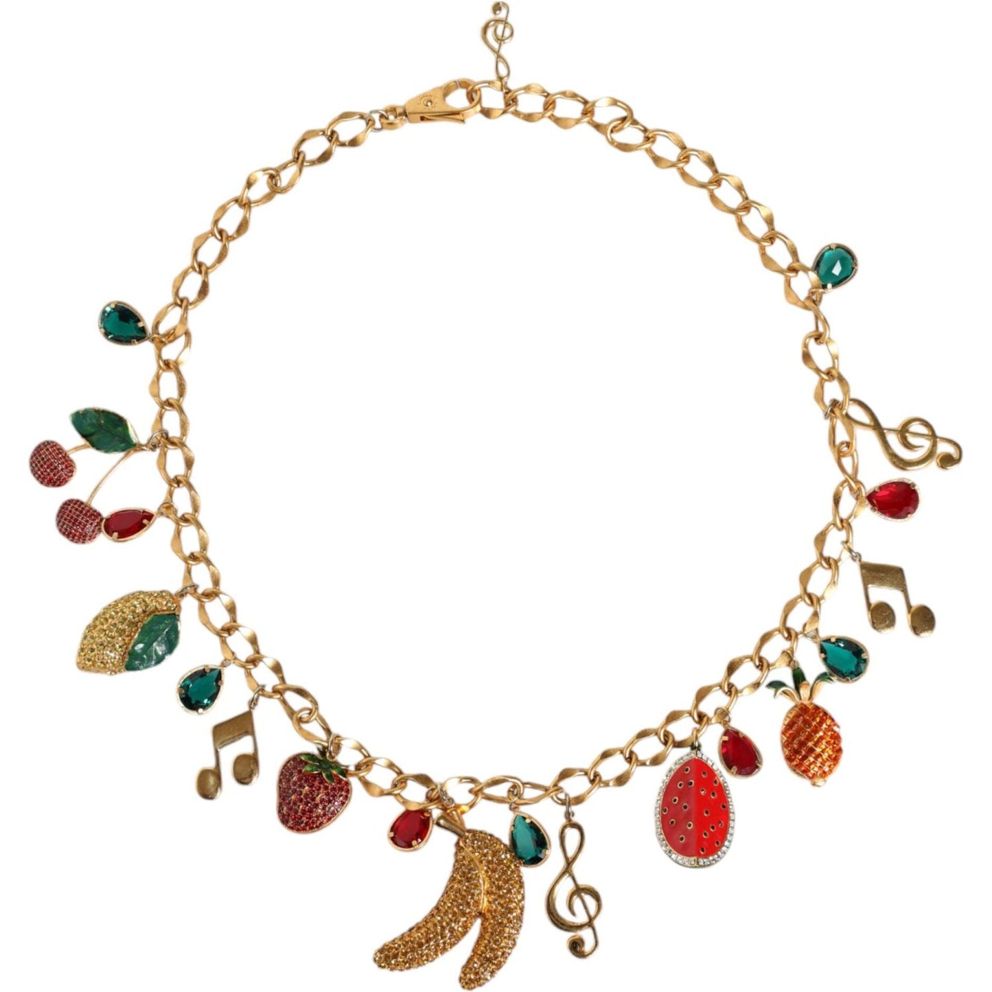 Dolce & Gabbana Gold Tone Brass Fruity Crystal Embellished Waist Chain Belt SMY10409-M