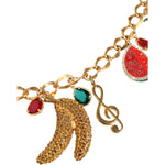 Dolce & Gabbana Gold Tone Brass Fruity Crystal Embellished Waist Chain Belt SMY10409-M
