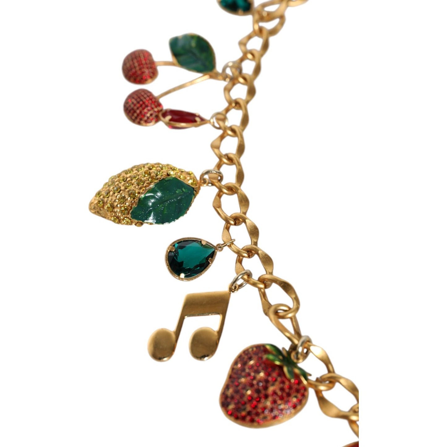Dolce & Gabbana Gold Tone Brass Fruity Crystal Embellished Waist Chain Belt SMY10409-M