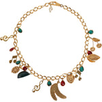 Dolce & Gabbana Gold Tone Brass Fruity Crystal Embellished Waist Chain Belt SMY10409-M