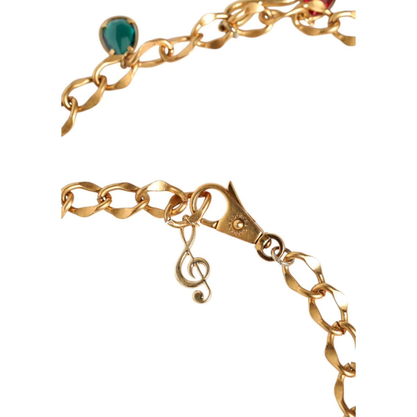 Dolce & Gabbana Gold Tone Brass Fruity Crystal Embellished Waist Chain Belt SMY10409-M