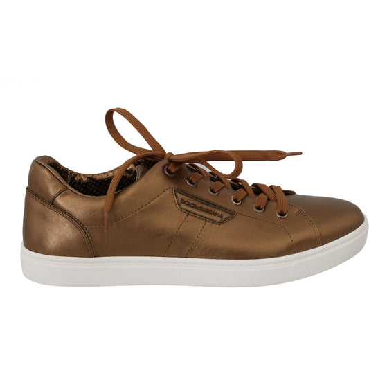 Dolce & Gabbana Gold Leather Mens Casual Sneakers1728,67345645728,Dolce & Gabbana,EU39/US6,Gold,Low Tops - Sneakers - Shoes,Material: 100% Leather,Men,Men - Shoes,New with tags,Shoes,Sneakers - Men - Shoes,Sneakers - Shoes