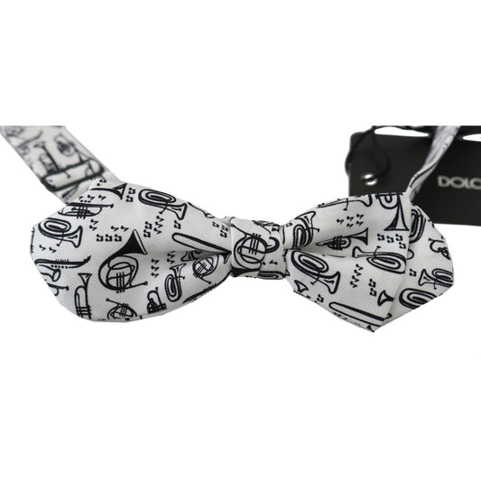 Dolce & Gabbana White Instruments Adjustable Neck Papillon Men Bow Tie1728,67345645728,Accessories,Bowties - Ties and Formal Accessories - Accessories,Dolce & Gabbana,Material: 100% Silk,Men,Men - Accessories,New with tags,Ties & Bowties - Men - Accessori