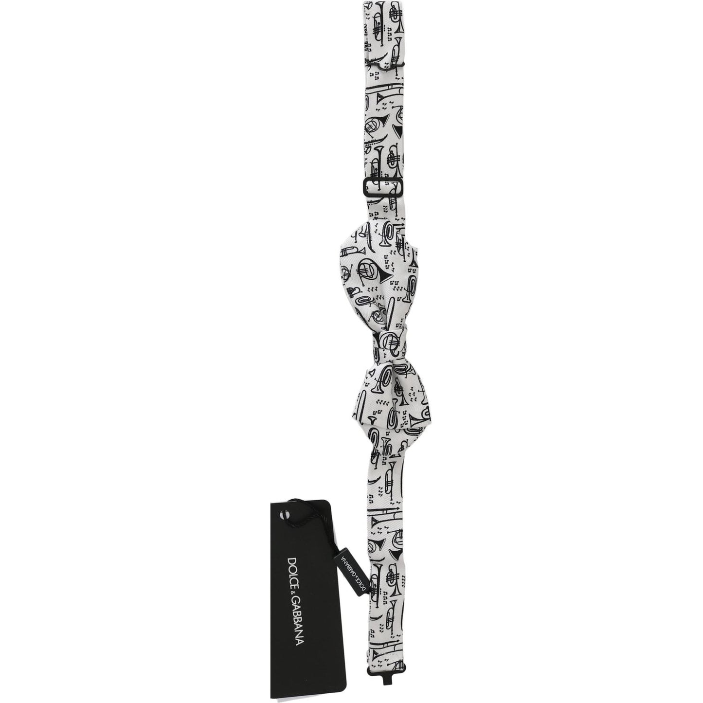 Dolce & Gabbana White Instruments Adjustable Neck Papillon Men Bow Tie