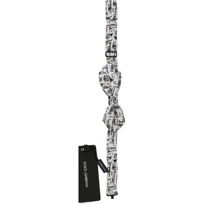 Dolce & Gabbana White Instruments Adjustable Neck Papillon Men Bow Tie