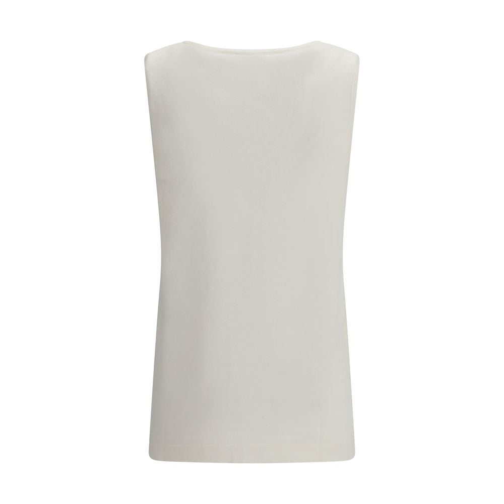 P.A.R.O.S.H. White Linen Sleeveles T-Shirt
