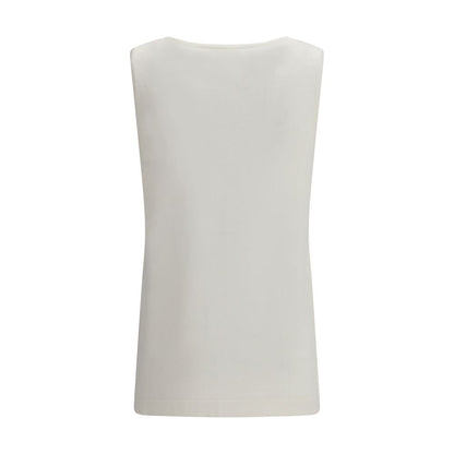 P.A.R.O.S.H. White Linen Sleeveles T-Shirt
