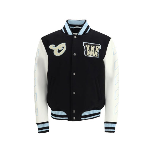Off-White Black Wool Bomber 1728,72470364320,Black,Bombers - Jackets & Coats - Clothing,Clothing,IT48 | M,Jackets & Coats - Clothing,Men,New with tags,Off-White