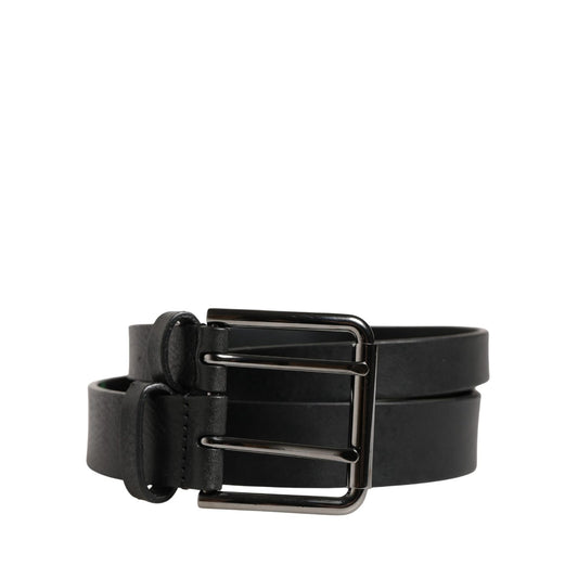 Dolce & Gabbana Black Double Strap Leather Silver Buckle Belt 1728,67345645728,90 cm / 36 Inches,Accessories,Belts - Accessories,Black,Dolce & Gabbana,Material: 100% Calf Leather,Men,New with tags,Regular Belts - Belts - Accessories