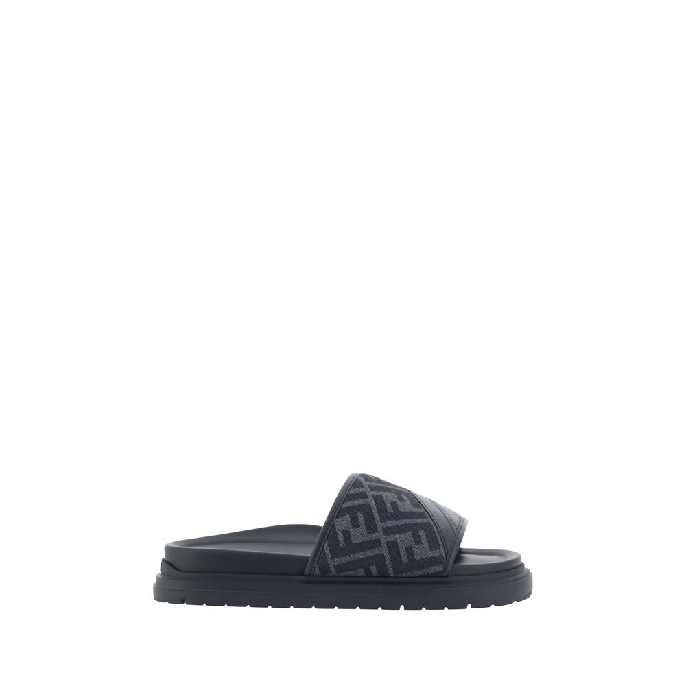 Fendi Gray The Slide Diagonal Sandals