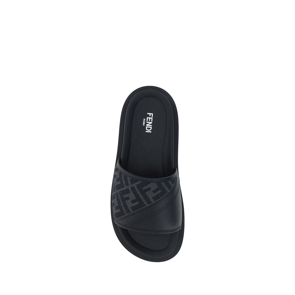 Fendi Gray The Slide Diagonal Sandals