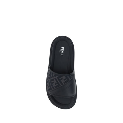 Fendi Gray The Slide Diagonal Sandals