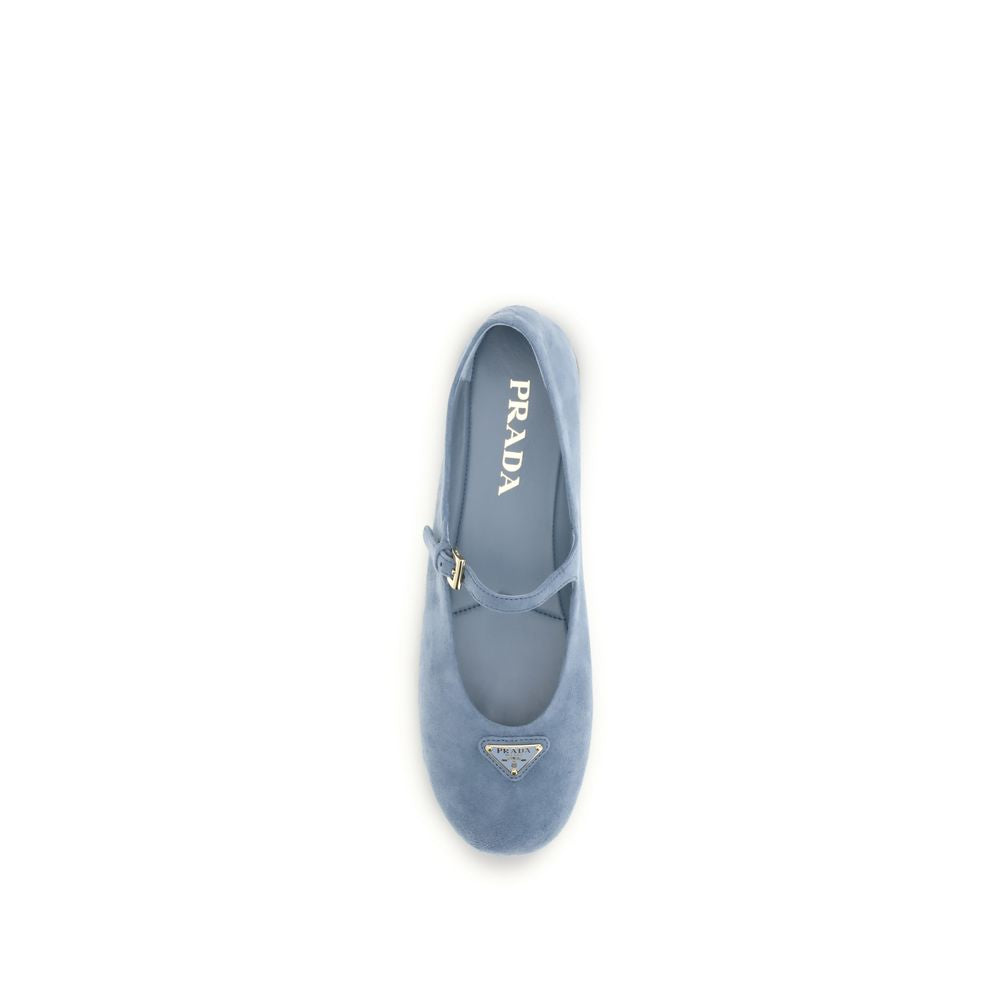 Prada Blue Goatskin Ballet Flats 1728,72470364320,Ballet Flats - Flats - Shoes,Blue,EU38.5/US8.5,EU40/US10,Flats - Shoes,New with tags,Prada,Shoes,Women