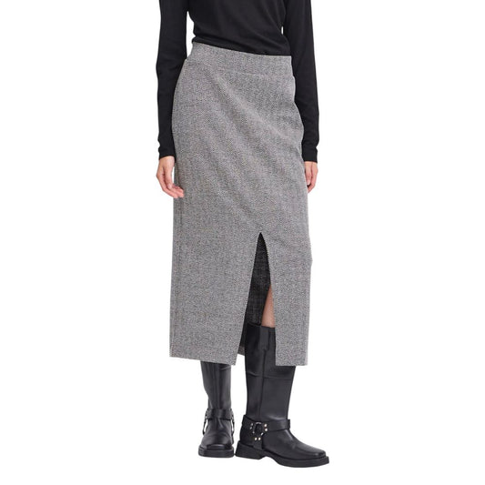 ICHI Black And White Polyester Long Skirt 1728,71956299936,Black and White,Clothing,ICHI,IT42|M,Long - Skirts - Clothing,New with tags,Skirts - Clothing,Women