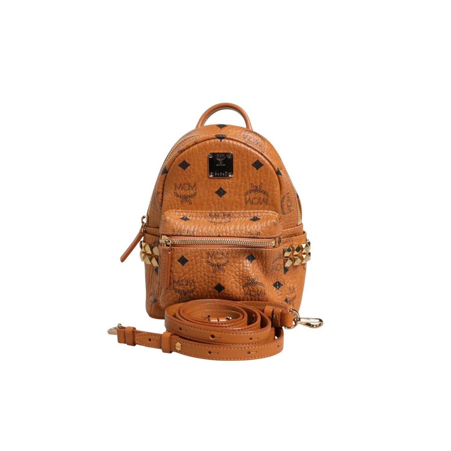 MCM Stark Mini Backpack in Visetos Cognac