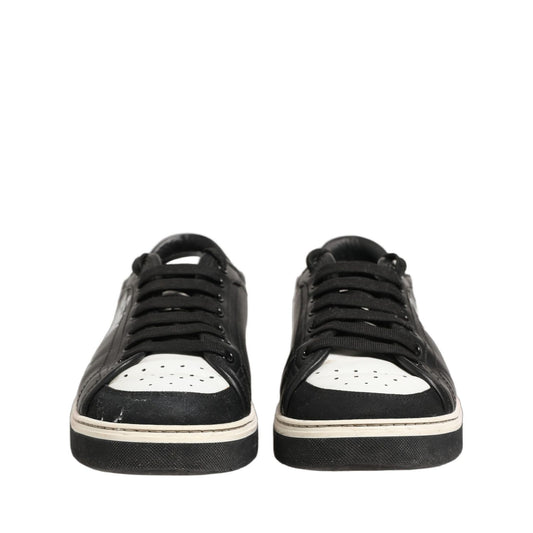 Dolce & Gabbana Black Leather Crown Milano Men Sneakers Shoes