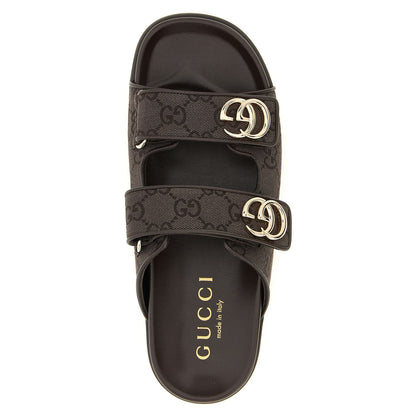 Gucci Brown Cotton Slides
