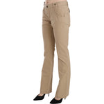 Just Cavalli Beige Cotton Mid Waist Straight Trousers Pants PAN70365-46