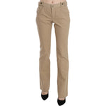 Just Cavalli Beige Cotton Mid Waist Straight Trousers Pants PAN70365-46
