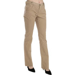 Just Cavalli Beige Cotton Mid Waist Straight Trousers Pants PAN70365-46