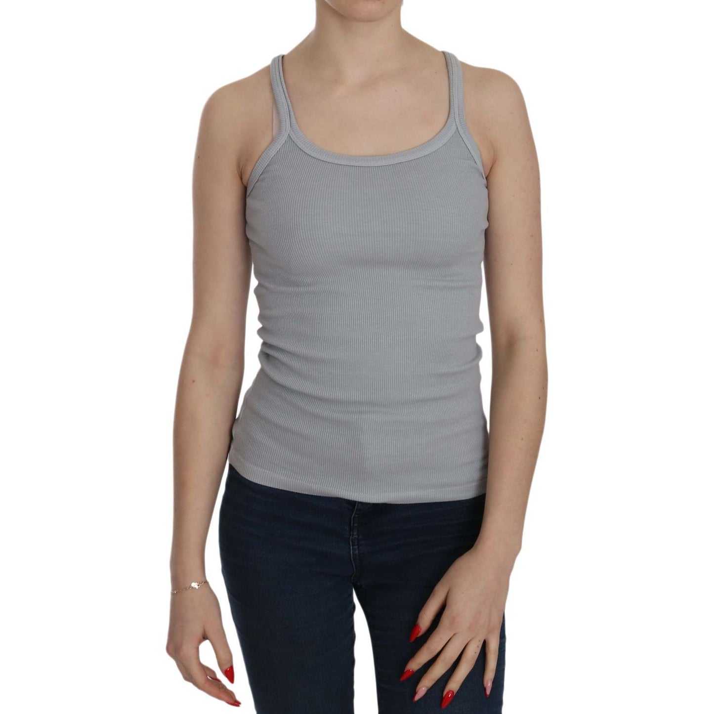 PINK MEMORIES Light Grey Sleeveless Spaghetti Strap Blouse