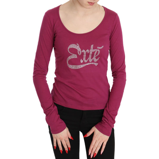 Pink Exte Crystal Embellished Long Sleeve Top1728,67345645728,Clothing,Exte,IT40|S,IT42|M,IT44|L,Long Sleeve - T-Shirts - Clothing,Material: 65% Polyester 35% Cotton,New with tags,Pink,T-Shirts - Clothing,Tops & T-Shirts - Women - Clothing,Women,Women - C