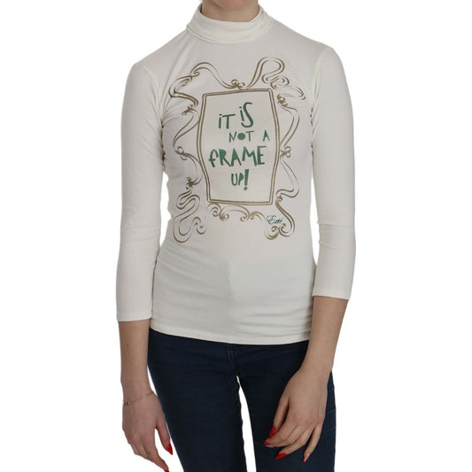 Exte White Printed Turtle Neck 3/4 Sleeve Top Cotton Blouse1728,67345645728,Clothing,Exte,IT38|XS,IT42|M,Long Sleeve - T-Shirts - Clothing,Material: 95% Cotton 5% Elastane,New with tags,T-Shirts - Clothing,Tops & T-Shirts - Women - Clothing,White,Women,Wo