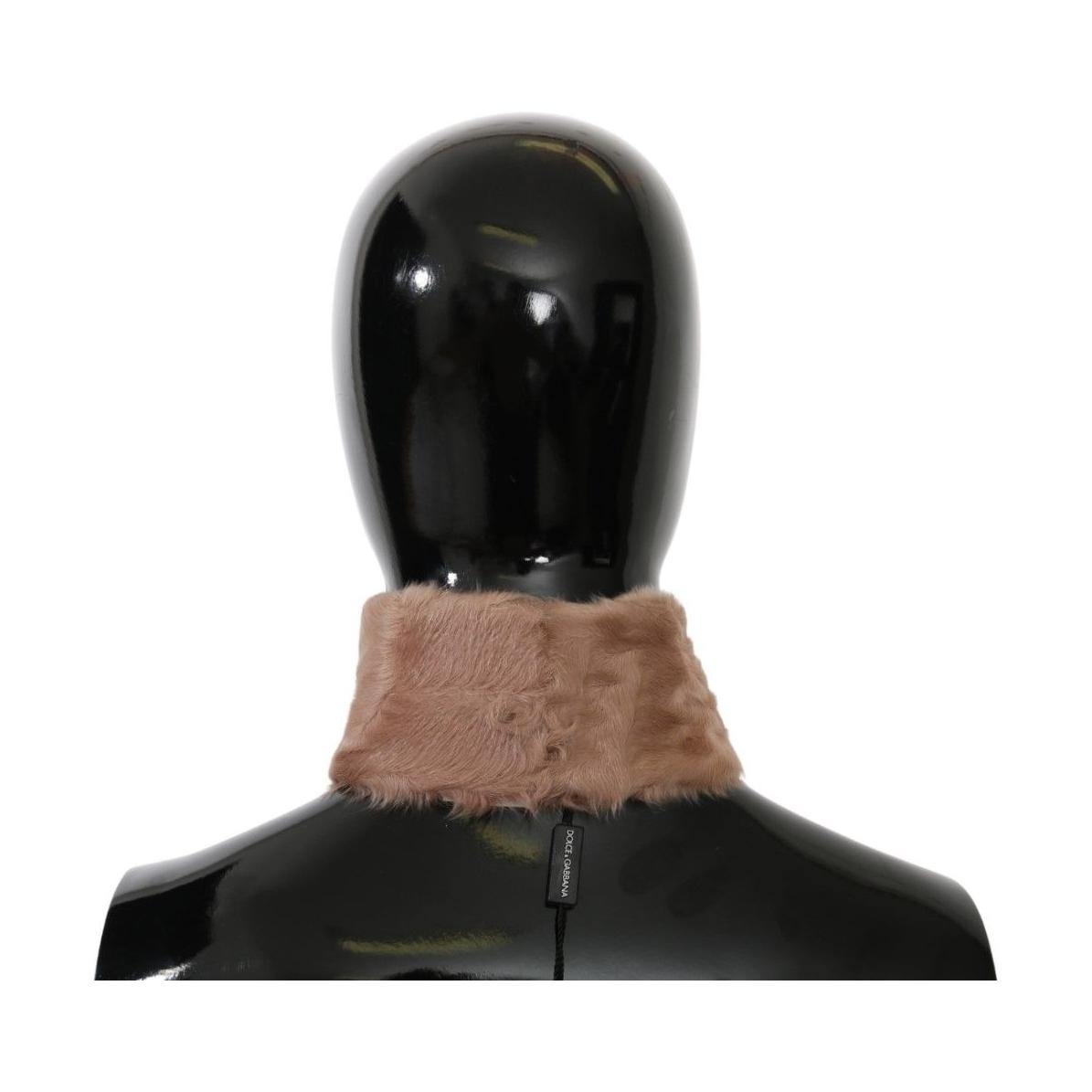 Dolce & Gabbana Beige Fur Neck Collar Lambskin Scarf MS5585
