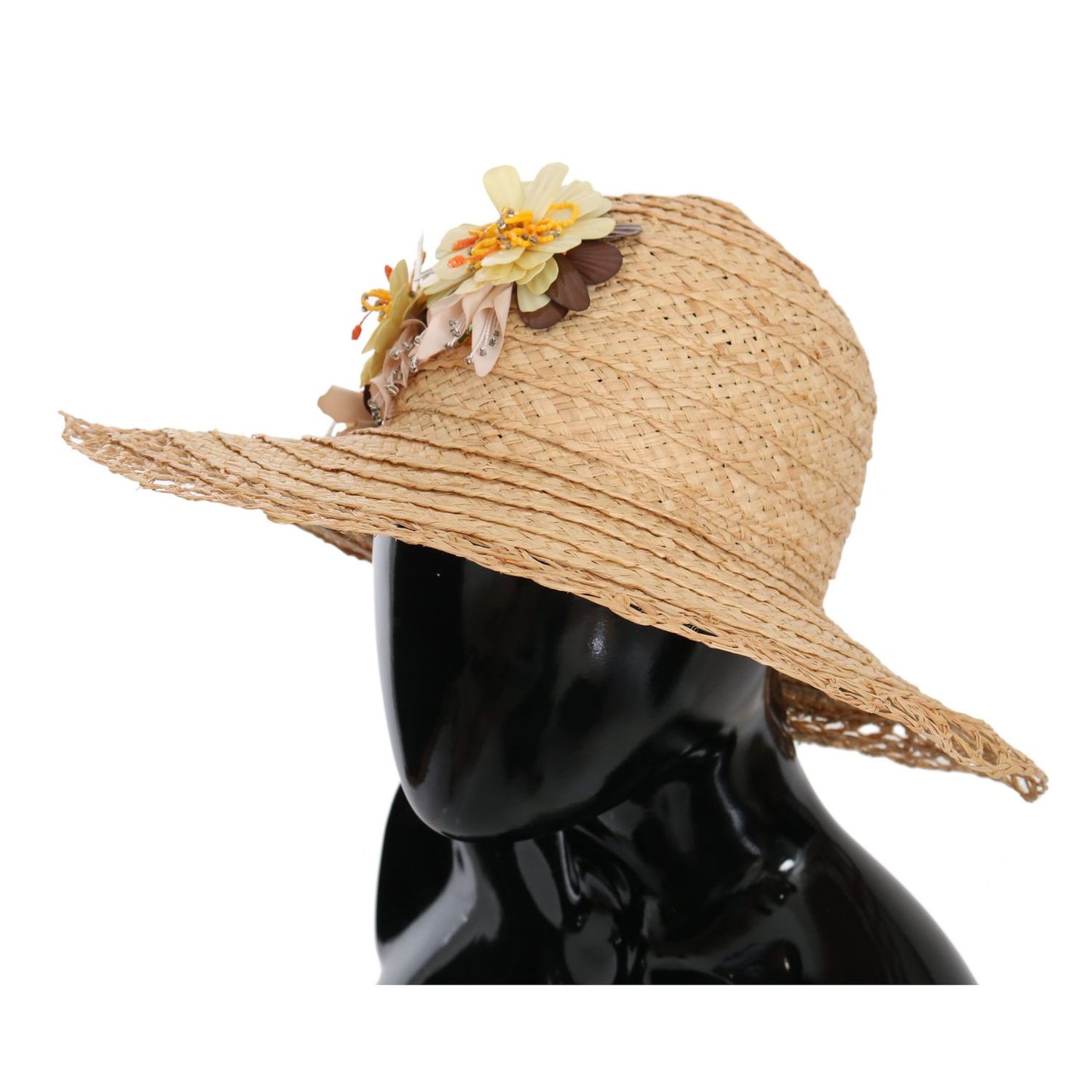 Dolce & Gabbana Beige Wide Brim Floral Bucket Capello Hat