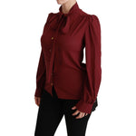 Dolce & Gabbana Maroon Long Sleeve Shirt Blouse Silk Top TSH4470-36