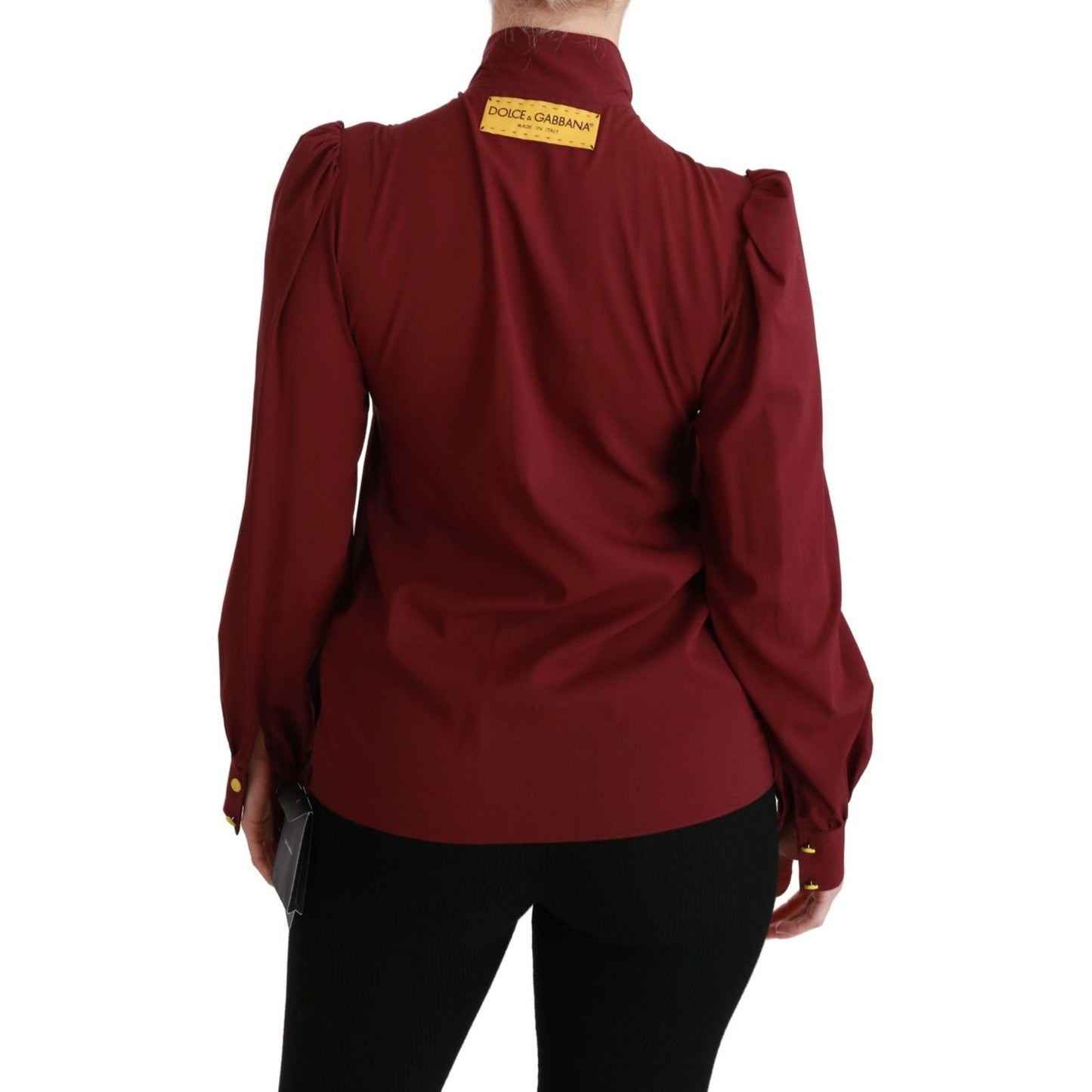 Dolce & Gabbana Maroon Long Sleeve Shirt Blouse Silk Top TSH4470-36