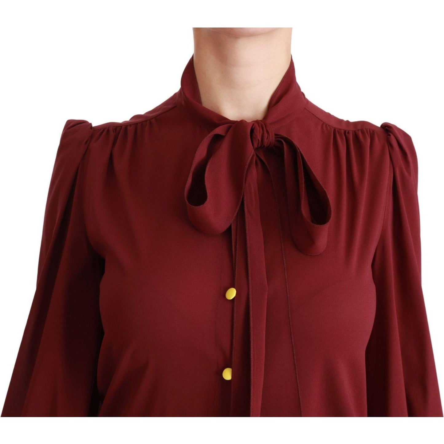 Dolce & Gabbana Maroon Long Sleeve Shirt Blouse Silk Top TSH4470-36