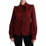 Dolce & Gabbana Maroon Long Sleeve Shirt Blouse Silk Top TSH4470-36